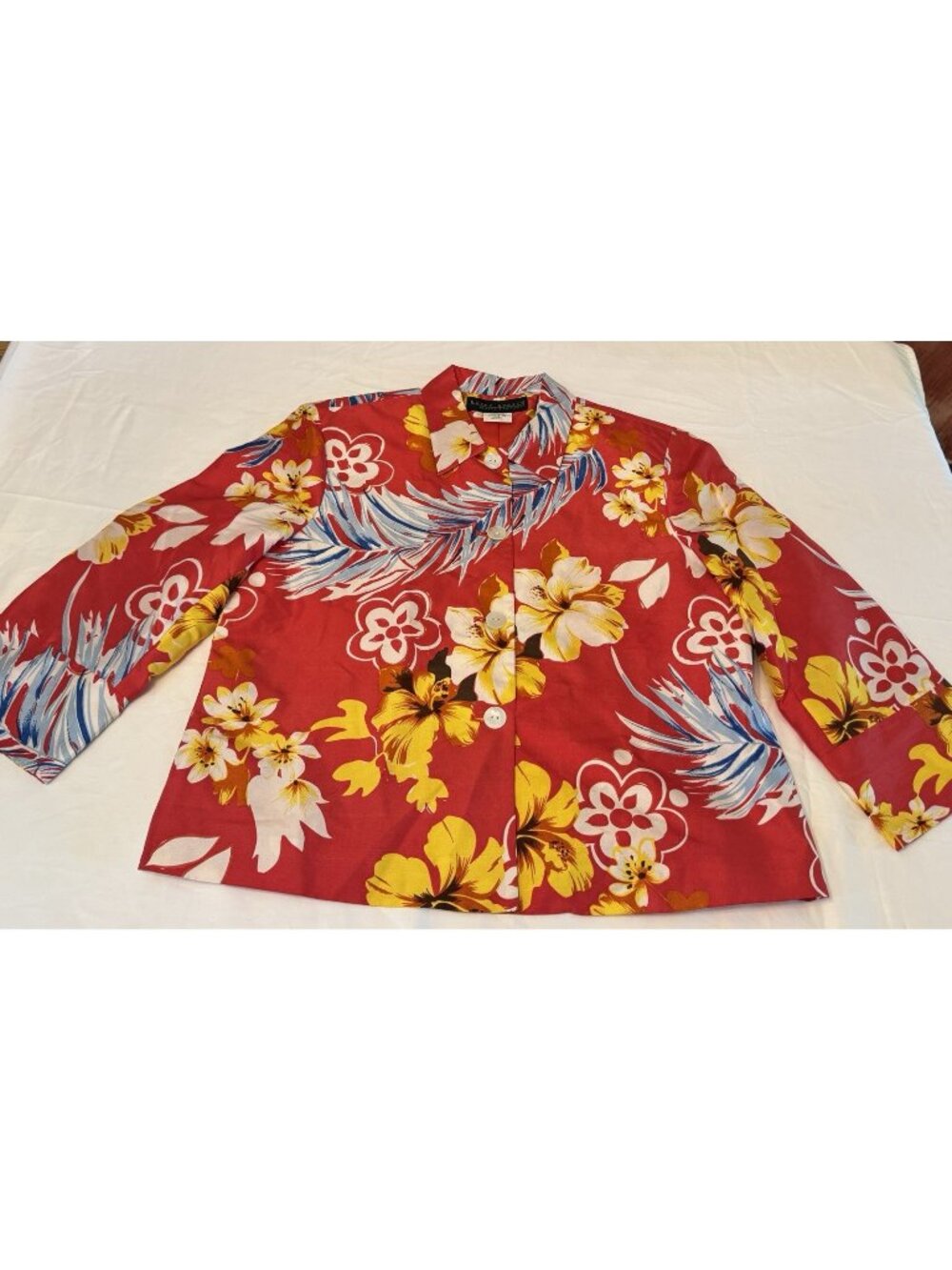 Jacket Womens Harve Bernard Floral Tropical Blazer Size 10 Button Silk Lined